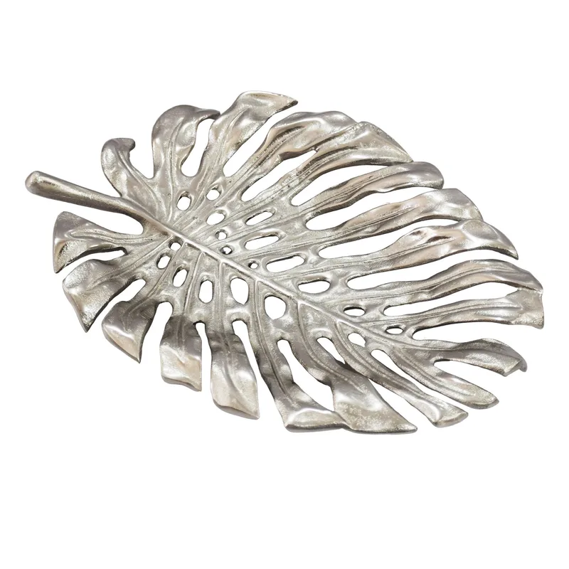 Ivora Dekorationsskål Monstera i aluminium, silver