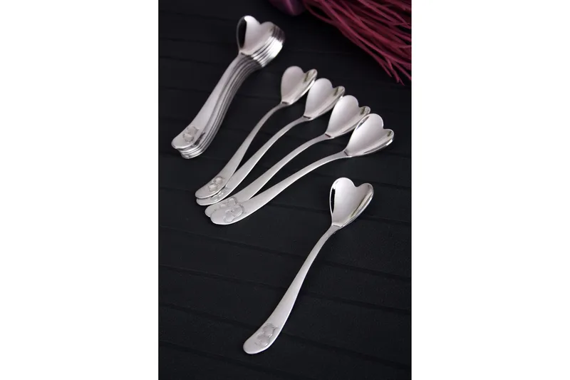 Kosova Sked 12-pack 11 cm Hjärtform Rostfritt Stål - Metallic - Kök & hushåll - Servering & dukning - Bestick - Bestickset