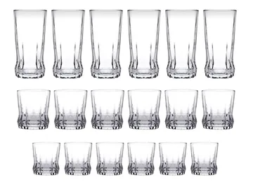Aldren Glasservis (18 delar) 7x7x14 cm - Transparent - Kök & hushåll - Servering & dukning - Dricksglas - Drinkglas & highballglas