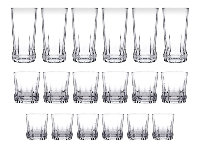 Aldren Glasservis (18 delar) 7x7x14 cm - Transparent - Kök & hushåll - Servering & dukning - Dricksglas - Drinkglas & highballglas