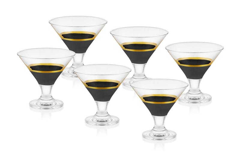GLASS SET 6-pack Svart/Guld - Cocktailglas