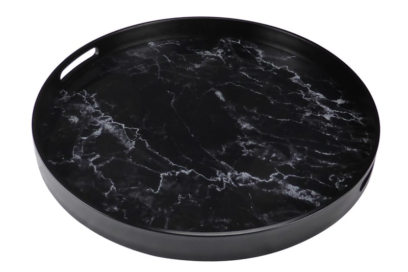 Saturn Serveringsbricka, Svart/Glas/Plast