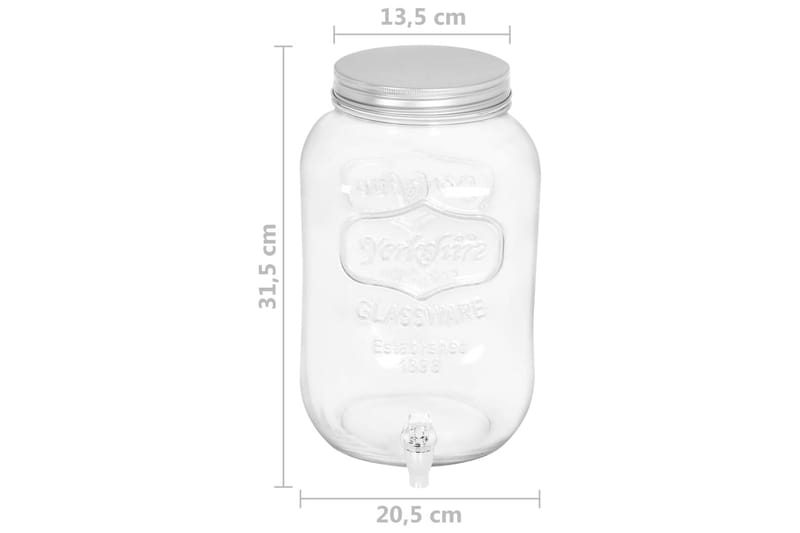 Glasbehållare med tappkran 2 st 8050 ml glas - Tappkransbehållare