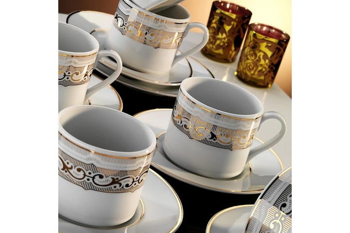 Adine Kaffekoppset 12 Delar Porslin/Vit - Kaffekoppar & kaffemuggar