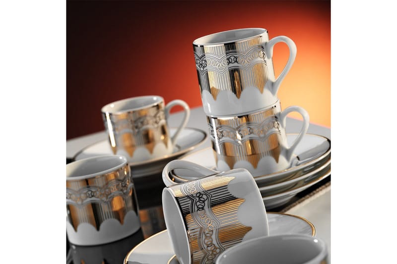 KAFFESERVIS 12 delar Vit/Guld - Kök & hushåll - Servering & dukning - Koppar & muggar - Kaffekoppar & kaffemuggar