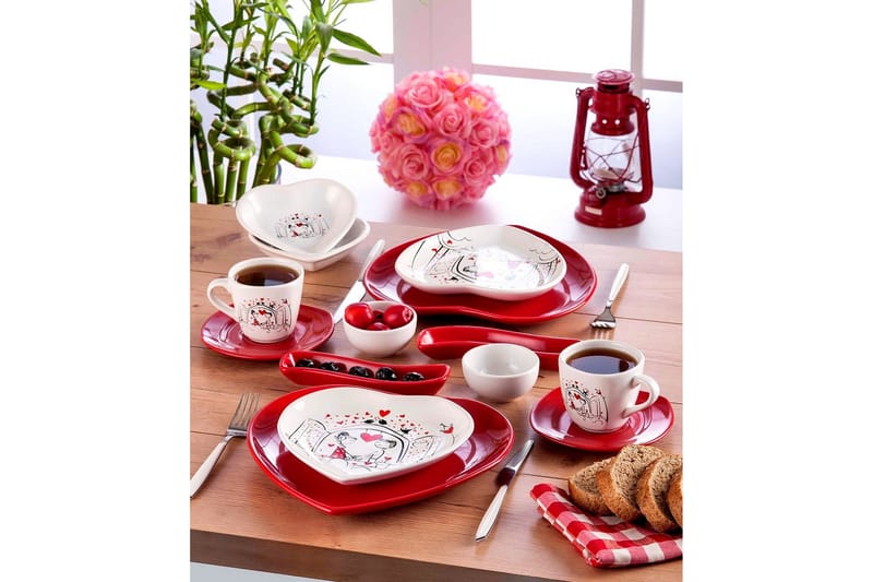 Malti Tallriksset 25 cm Röd/Vit/Svart - Serviser & tallrikar set
