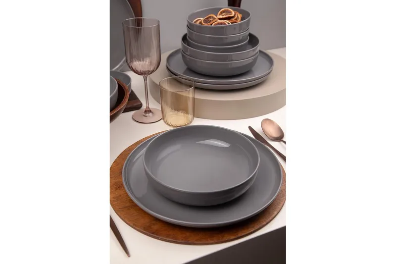 Middagset (12 delar) Athodna Antracit - Antracit - Kök & hushåll - Servering & dukning - Porslin - Porslinstallrik