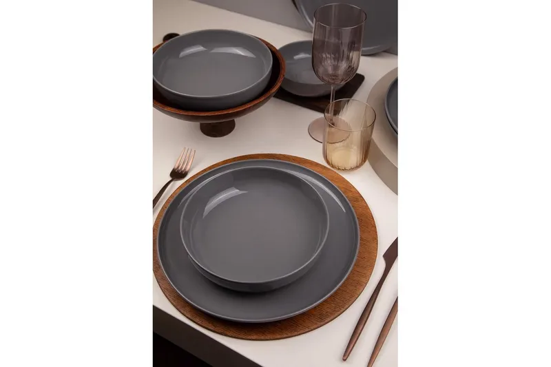 Middagset (12 delar) Athodna Antracit - Antracit - Kök & hushåll - Servering & dukning - Porslin - Porslinstallrik
