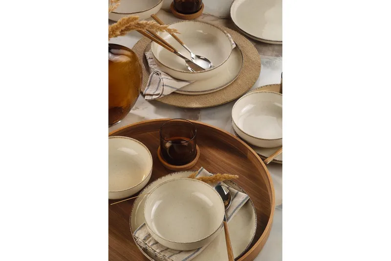 Middagset (12 delar) Lomara kräm - Cremevit - Kök & hushåll - Servering & dukning - Porslin - Porslinstallrik