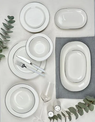 Platin Middagsservis (53 delar) 53x33x36 cm - vit/silver - Kök & hushåll - Servering & dukning - Porslin - Porslinsservis