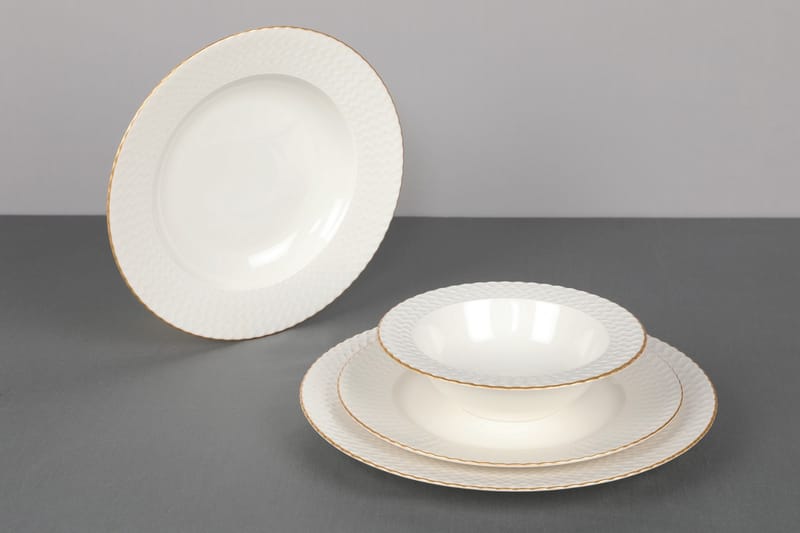 Adine Middagsservis 24 Delar Porslin Vit/Guld - Kök & hushåll - Servering & dukning - Porslin - Porslinsservis