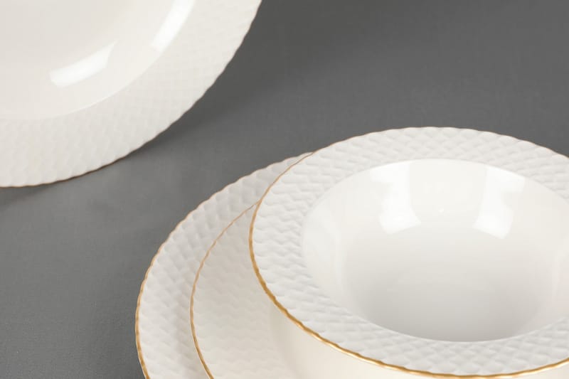Adine Middagsservis 24 Delar Porslin Vit/Guld - Kök & hushåll - Servering & dukning - Porslin - Porslinsservis