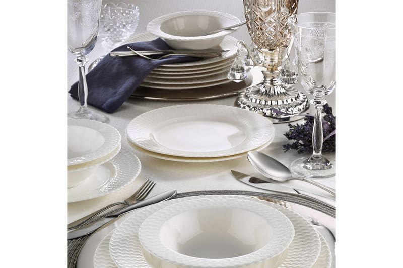 Adine Middagsservis 24 Delar Porslin - Vit - Kök & hushåll - Servering & dukning - Porslin - Porslinsservis