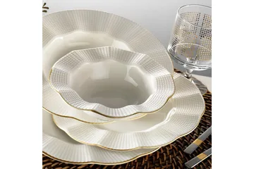 Adine Middagsservis 24 Delar Porslin - Creme/Guld - Kök & hushåll - Servering & dukning - Porslin - Porslinsservis