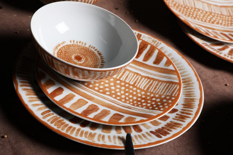 Masar Servis - Brun/Vit - Kök & hushåll - Servering & dukning - Porslin - Porslinsservis