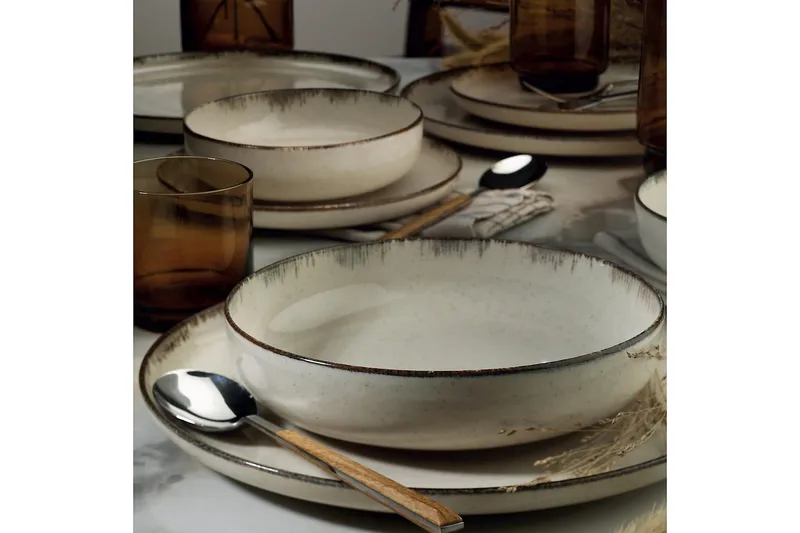 Adine Tallriksset 24 Delar - Porslin/Brun - Kök & hushåll - Servering & dukning - Porslin - Porslinstallrik