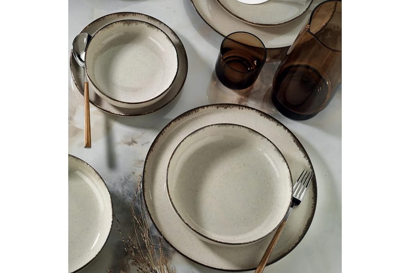 Adine Tallriksset 24 Delar - Porslin/Brun - Kök & hushåll - Servering & dukning - Porslin - Porslinstallrik