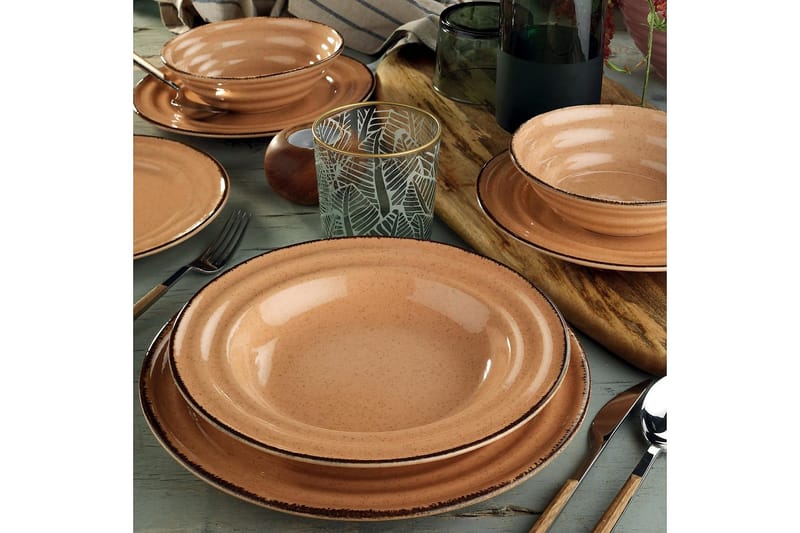 Adine Tallriksset 24 Delar - Porslin/Ljusrosa - Kök & hushåll - Servering & dukning - Porslin - Porslinstallrik