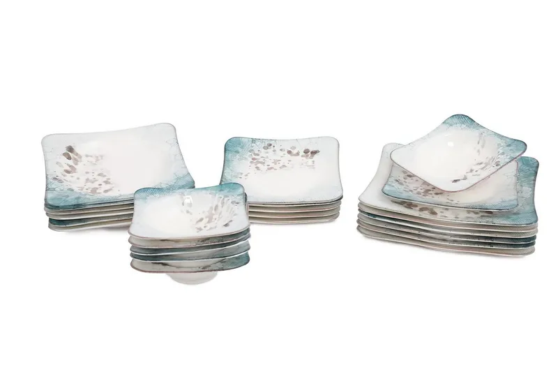 Subatan Tallriksset 24 Delar - Porslin/Flerfärgad - Kök & hushåll - Servering & dukning - Skålar & tallrikar - Fyrkantiga tallrikar