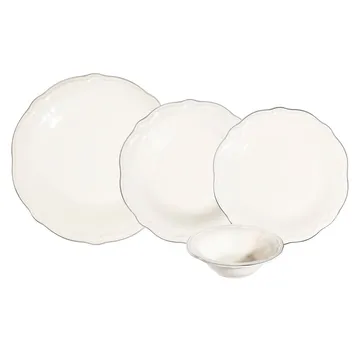 Platin Middagsservis (24 delar) 32x36x41 cm - Vit/silver - Kök & hushåll - Servering & dukning - Skålar & tallrikar - Serviser & tallrikar set