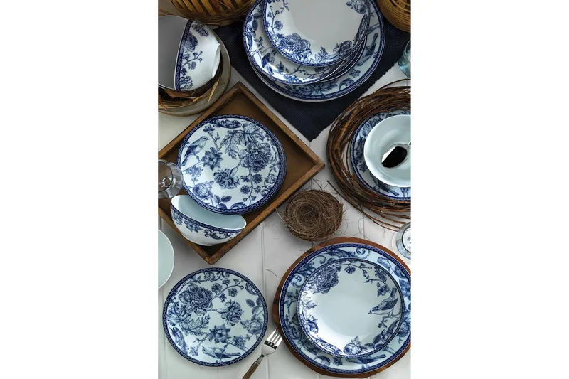Tallriksset 24-pack - Blå/Vit - Kök & hushåll - Servering & dukning - Skålar & tallrikar - Serviser & tallrikar set