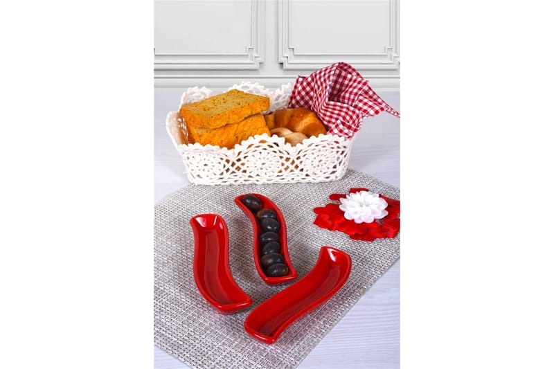 Tallriksset 3-pack - Röd - Kök & hushåll - Servering & dukning - Skålar & tallrikar - Serviser & tallrikar set