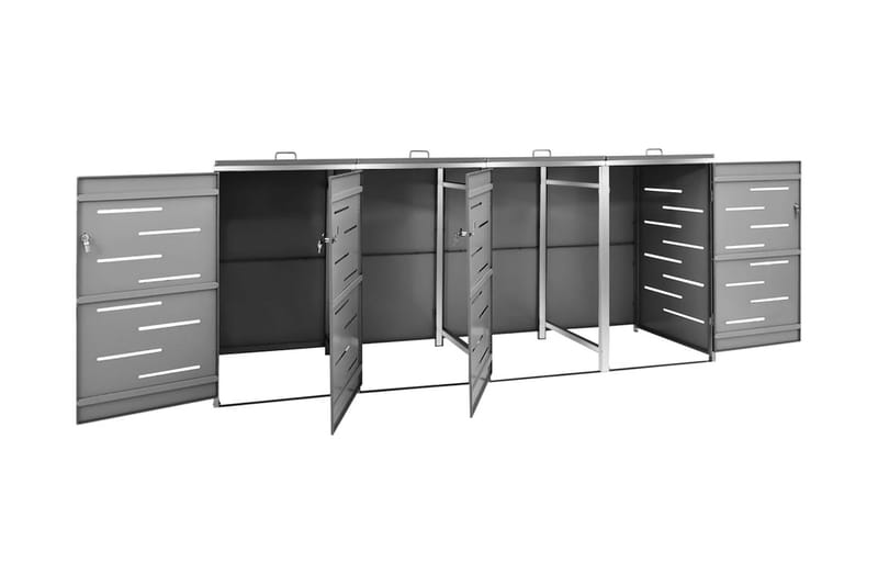 Skjul till fyra sopkärl 276,5x77,5x115,5 cm rostfritt stål - Antracit - Kök & hushåll - Städ & klädvård - Källsortering & avfallshantering - Komposthink