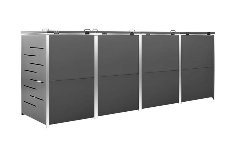 Skjul till fyra sopkärl 276,5x77,5x115,5 cm rostfritt stål - Antracit - Kök & hushåll - Städ & klädvård - Källsortering & avfallshantering - Komposthink