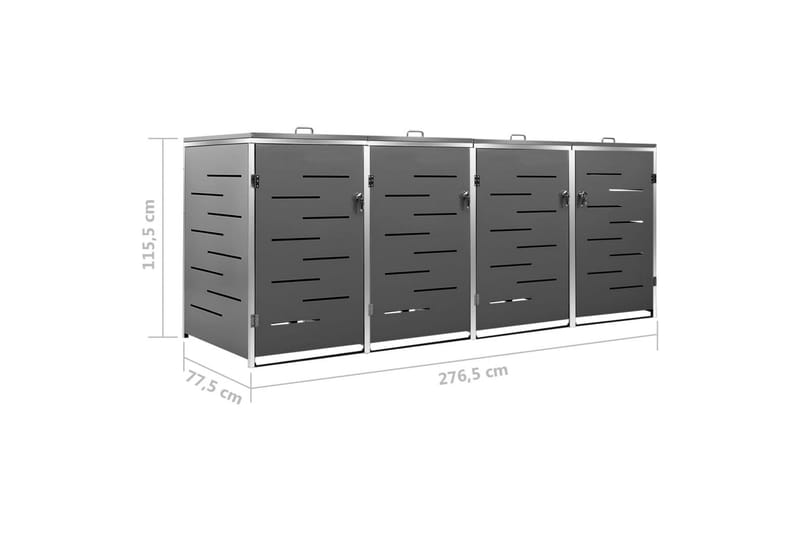 Skjul till fyra sopkärl 276,5x77,5x115,5 cm rostfritt stål - Antracit - Kök & hushåll - Städ & klädvård - Källsortering & avfallshantering - Komposthink
