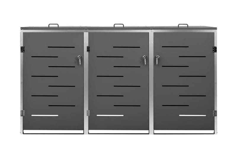 Skjul till tre sopkärl 207x77,5x115 cm rostfritt stål - Antracit - Kök & hushåll - Städ & klädvård - Källsortering & avfallshantering - Komposthink
