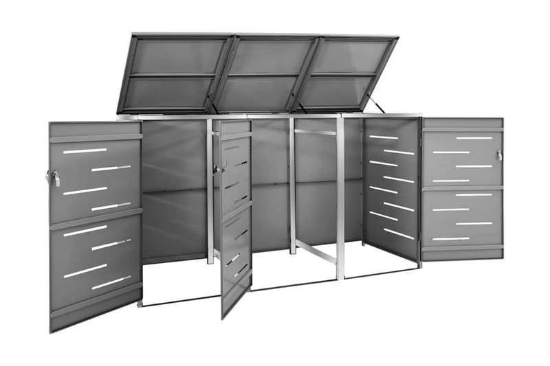 Skjul till tre sopkärl 207x77,5x115 cm rostfritt stål - Antracit - Kök & hushåll - Städ & klädvård - Källsortering & avfallshantering - Komposthink