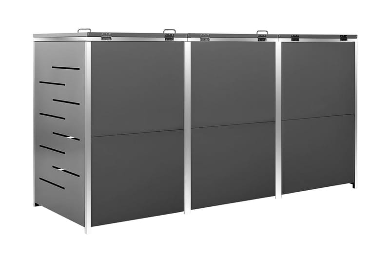 Skjul till tre sopkärl 207x77,5x115 cm rostfritt stål - Antracit - Kök & hushåll - Städ & klädvård - Källsortering & avfallshantering - Komposthink