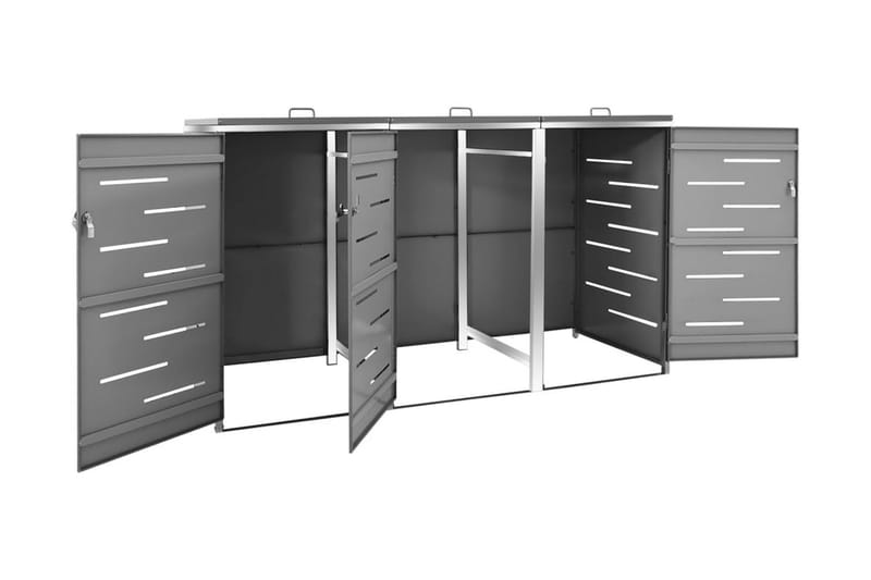 Skjul till tre sopkärl 207x77,5x115 cm rostfritt stål - Antracit - Kök & hushåll - Städ & klädvård - Källsortering & avfallshantering - Komposthink