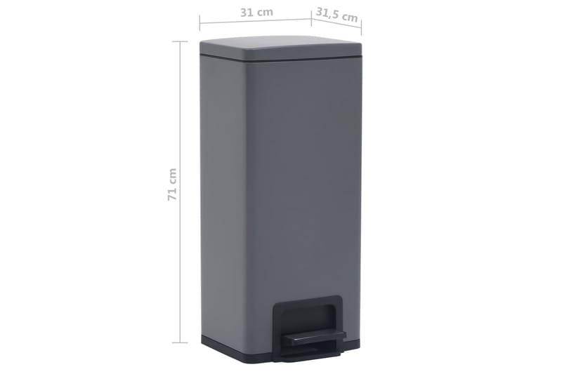 Soptunna med pedal anti-fingeravtryck 30 L grå rostfritt stå - Grå - Kök & hushåll - Städ & klädvård - Källsortering & avfallshantering - Soptunna & avfallskärl