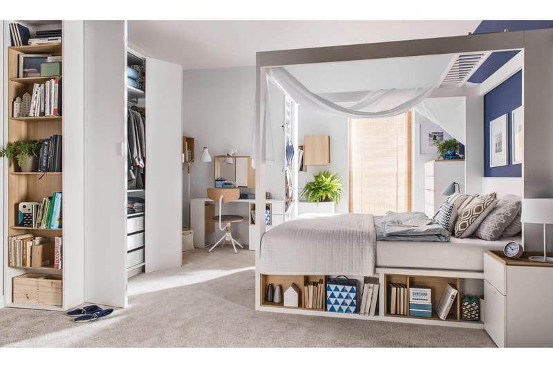 4You Skrivbordsskiva 142 cm med Förvaring Hylla Vit/Natur - VOX - Möbler - Bord