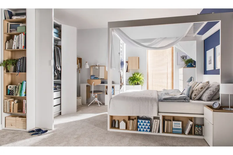 4You Skrivbordsskiva 142 cm med Förvaring Hylla Vit/Natur - VOX - Möbler - Bord