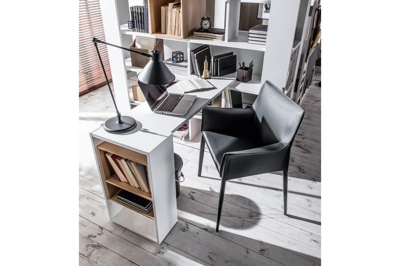 4YOU Skrivbordsskiva 142 cm med Förvaring Hylla Vit/Natur - Möbler - Bord