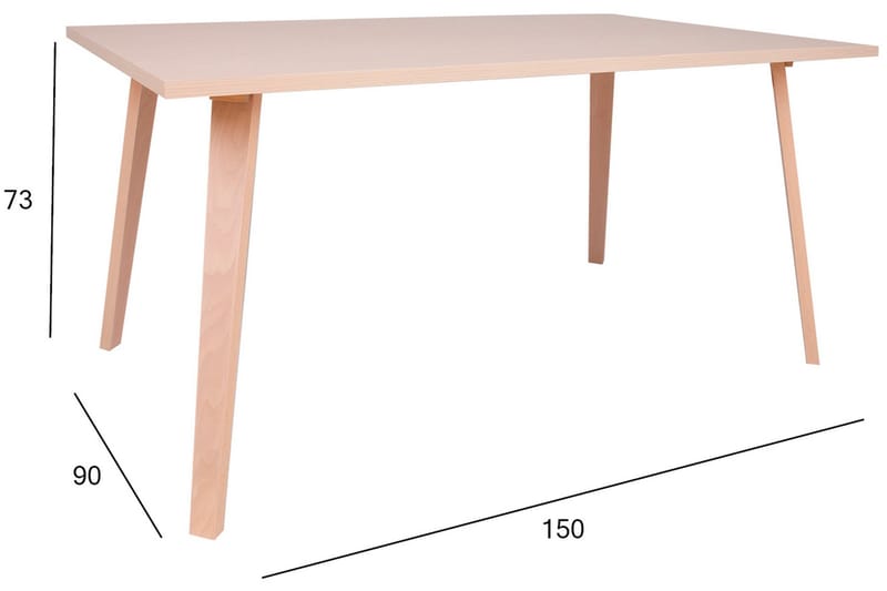 ADORA Matbord 150x90x73 cm Ljus Bok - Möbler - Bord