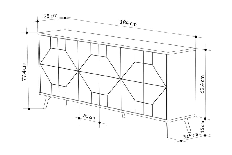 AGATEA Konsollbord 184x77,4 cm Vit - Hallbord - Bord - Avlastningsbord & konsolbord