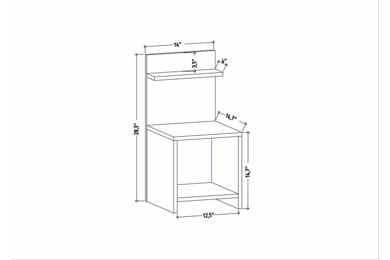 AGATEA Sängbord 35,6x72 cm Antracit - Sängbord - Bord