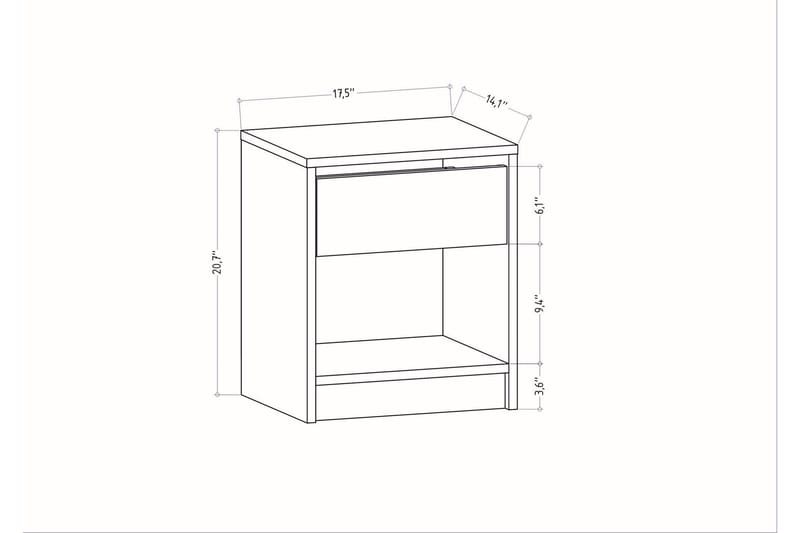 AGATEA Sängbord 44,6x52,8 cm Brun - Sängbord - Bord