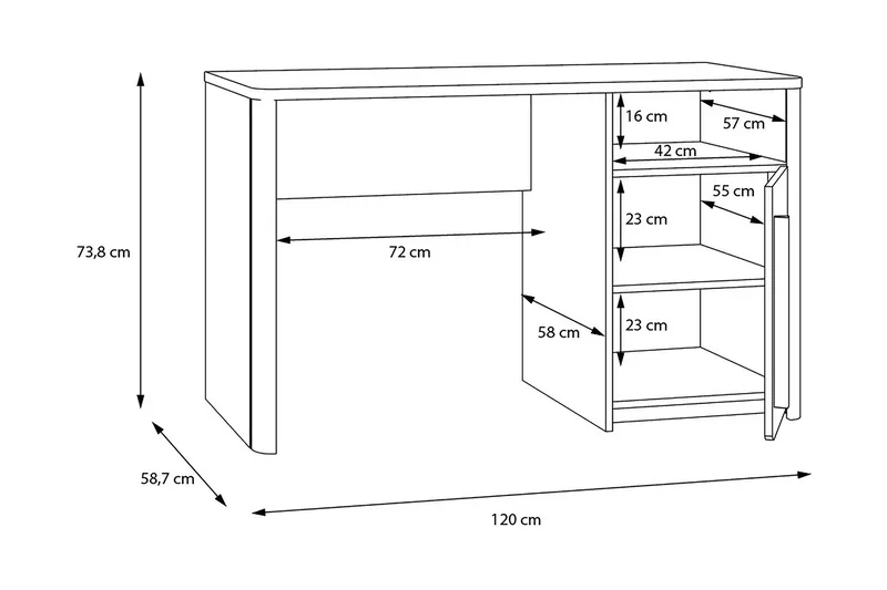 Ahmetbay Skrivbord 120 cm - Grå/Brun - Möbler - Bord