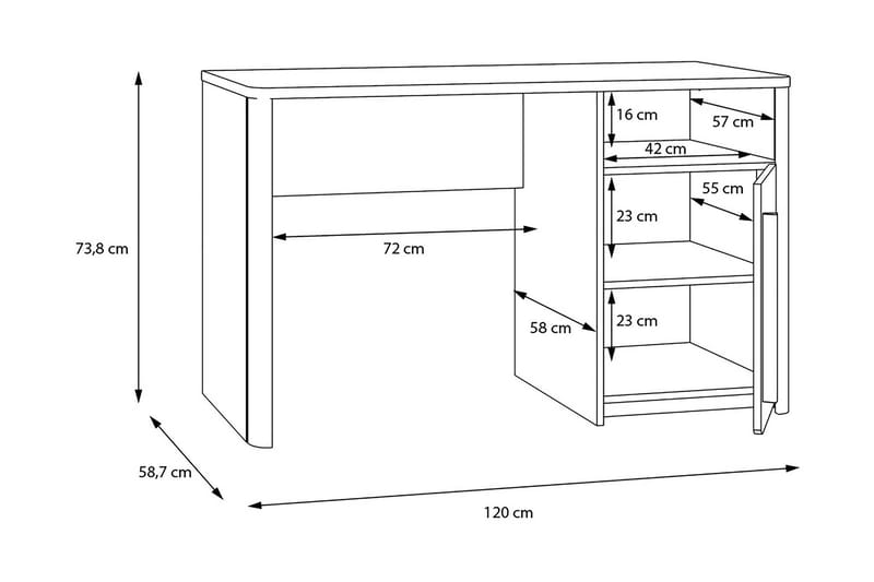 Ahmetbay Skrivbord 120 cm - Grå/Brun - Möbler - Bord