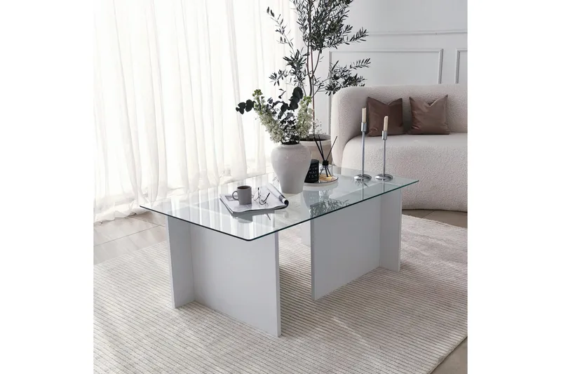 Almasi Soffbord 105x40x105 cm - Vit - Möbler - Bord