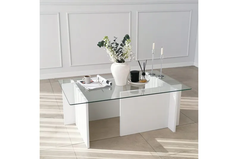 Almasi Soffbord 105x40x105 cm - Vit - Möbler - Bord