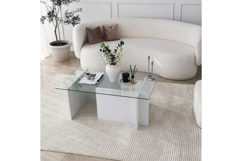 Almasi Soffbord 105x40x105 cm - Vit - Möbler - Bord