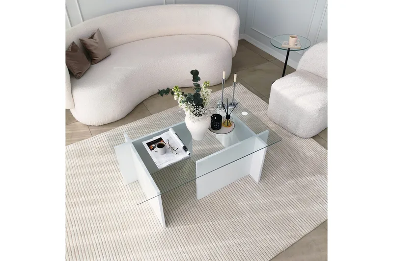 Almasi Soffbord 105x40x105 cm - Vit - Möbler - Bord