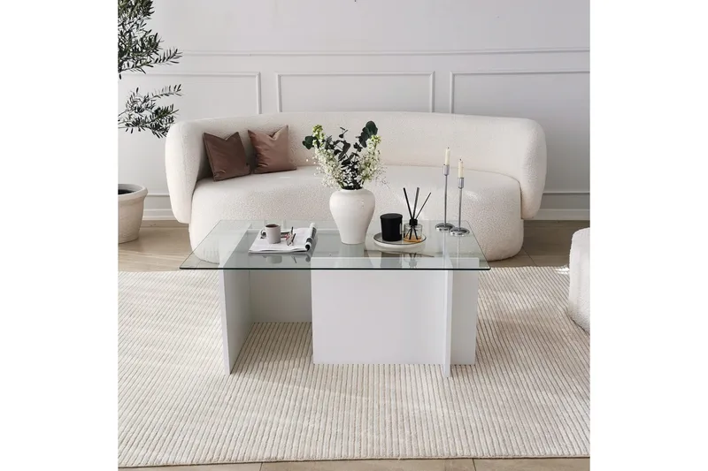 Almasi Soffbord 105x40x105 cm - Vit - Möbler - Bord