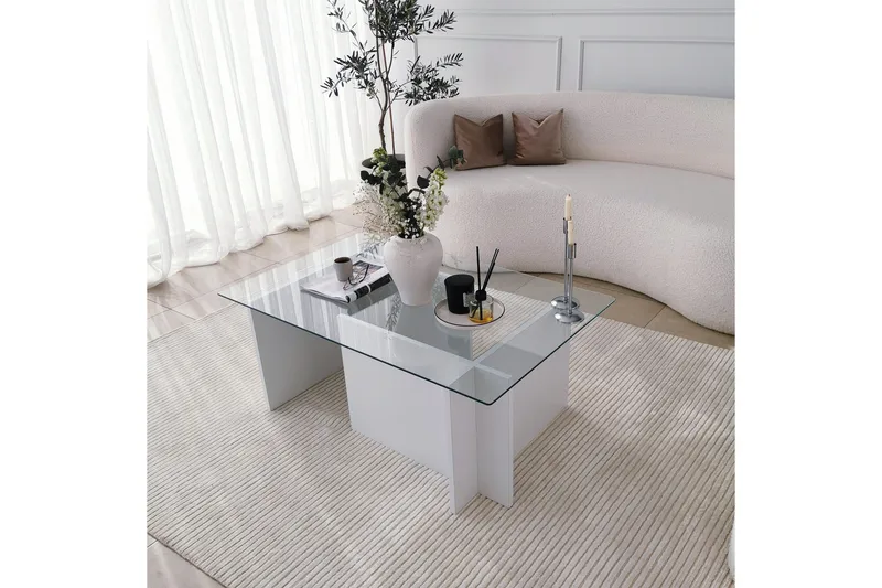 Almasi Soffbord 105x40x105 cm - Vit - Möbler - Bord