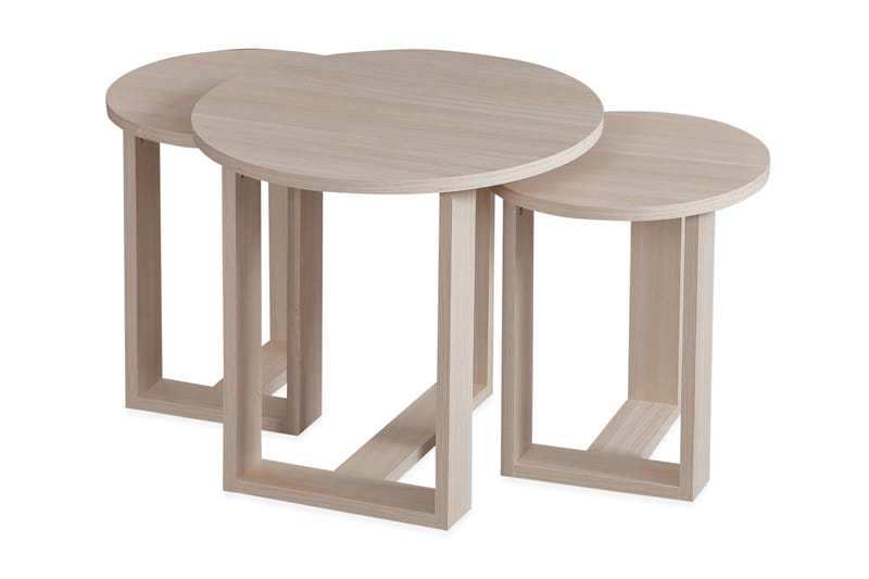 ALSBO Satsbord 52 cm Runt 3 Bord Ljusbrun - Beige - Möbler - Bord